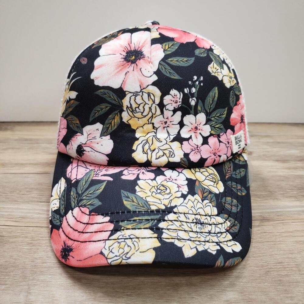 Billabong Hat Cap Snap Back Multicolor Trucker Floral Mesh Womens Adjustable